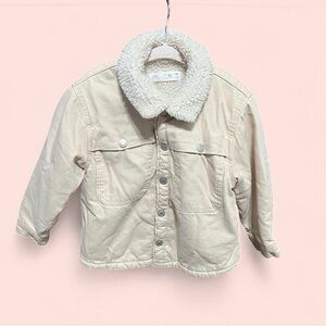 Zara Kids Beige Jean Jacket with Sherpa Lining